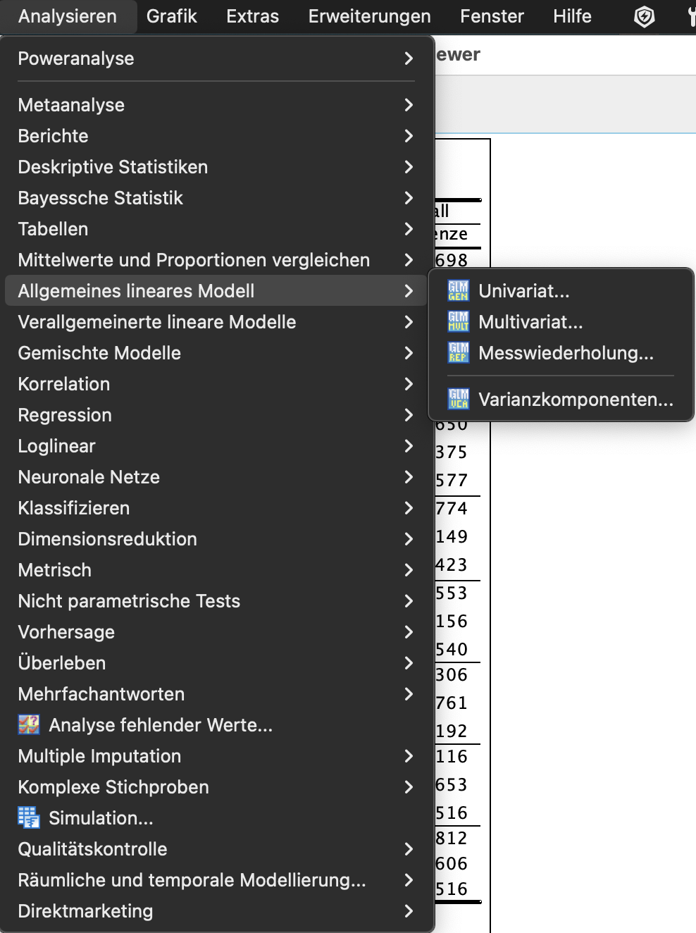 Varianzanalyse (ANOVA) in SPSS Varianzanalyse (ANOVA) in SPSS