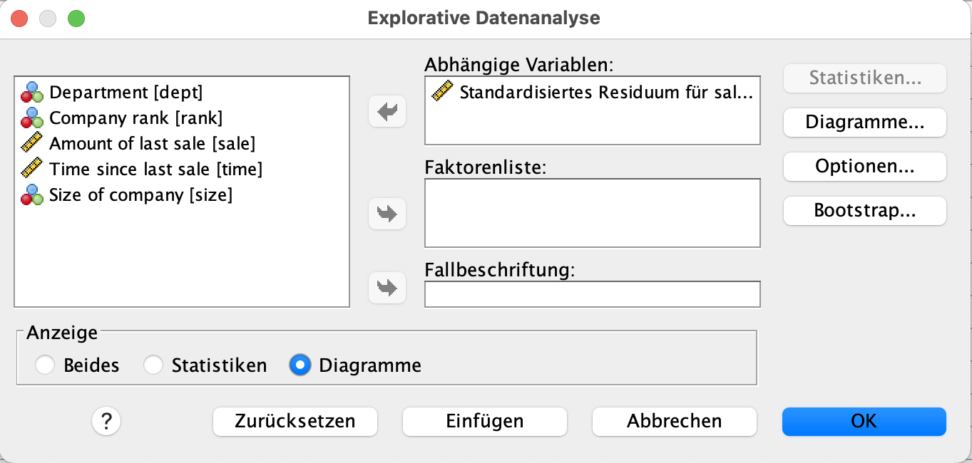 Varianzanalyse (ANOVA) in SPSS Varianzanalyse (ANOVA) in SPSS