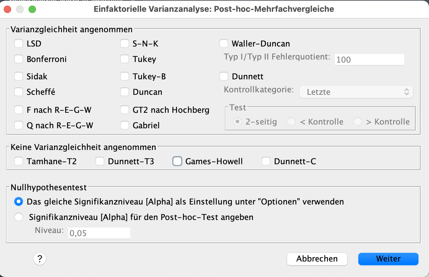Varianzanalyse (ANOVA) in SPSS Varianzanalyse (ANOVA) in SPSS