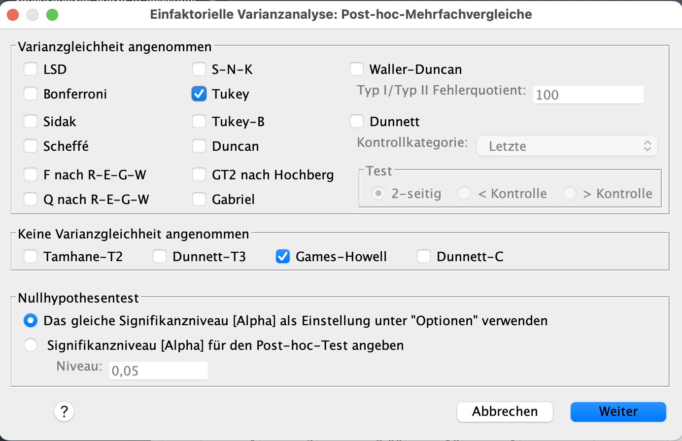 Varianzanalyse (ANOVA) in SPSS Varianzanalyse (ANOVA) in SPSS