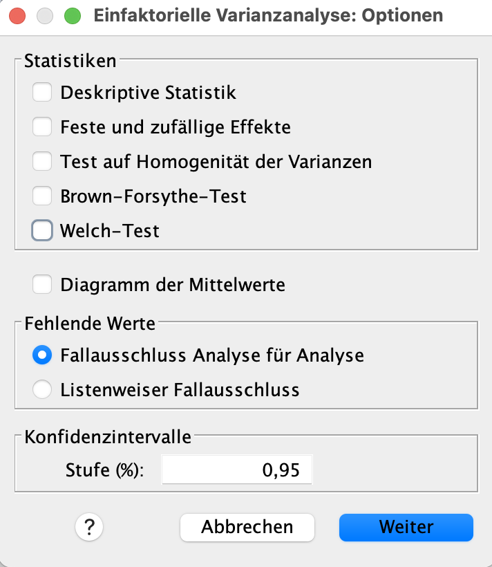 Varianzanalyse (ANOVA) in SPSS Varianzanalyse (ANOVA) in SPSS