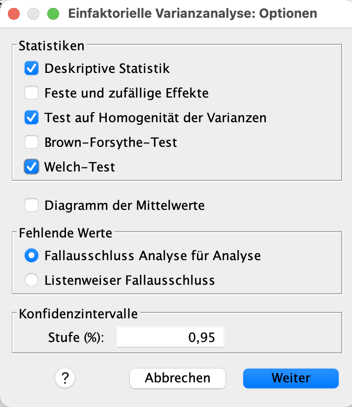 Varianzanalyse (ANOVA) in SPSS Varianzanalyse (ANOVA) in SPSS